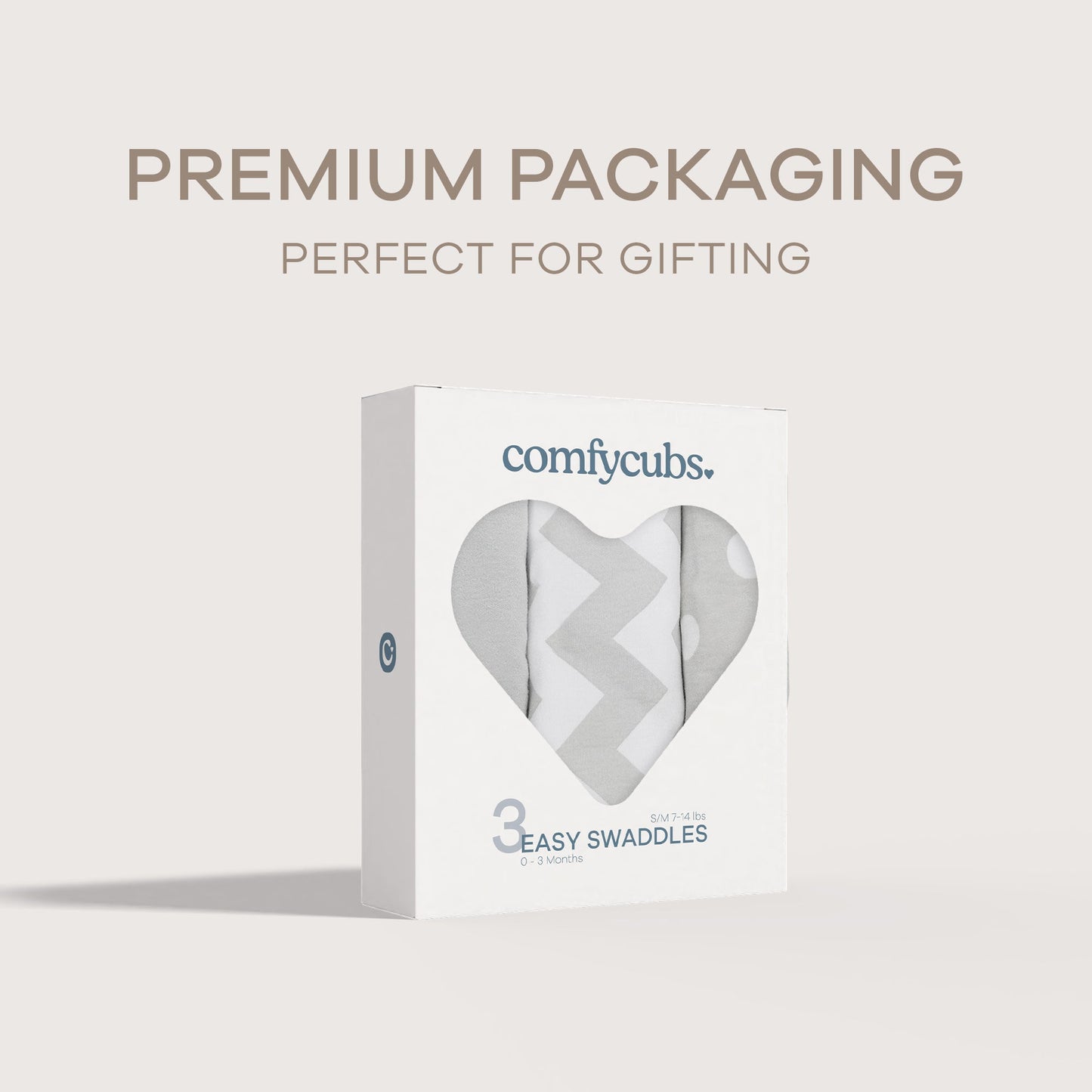 Easy Swaddle Blankets by Comfy Cubs - Grey, Pack of 3