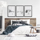 3 Piece Black White Winter Sport Wall Art Set. Ski Lodge