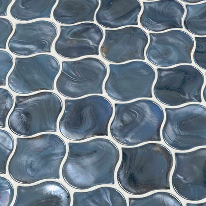 Blue Shimmer Arabesque 10" x 10.20" Glass Mesh-Mounted Mosaic Tile Pattern-MSI Collection