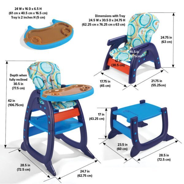 Envee II Baby High Chair with Playtable Conversion – Blue/Orange