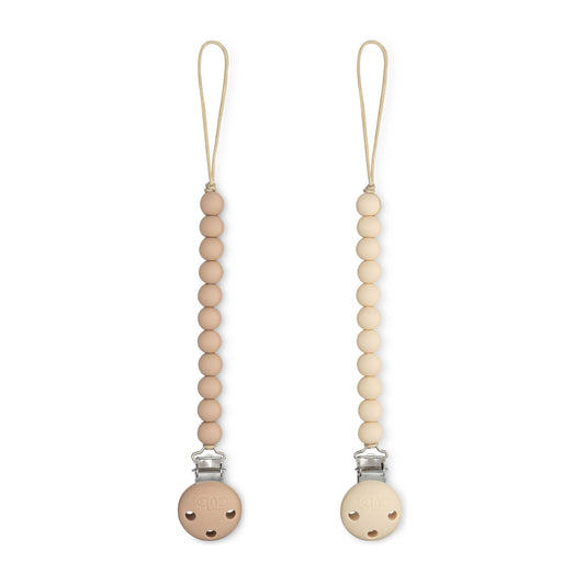 Pacifier Clips, 2 Pack by Comfy Cubs - Beige & Light Beige