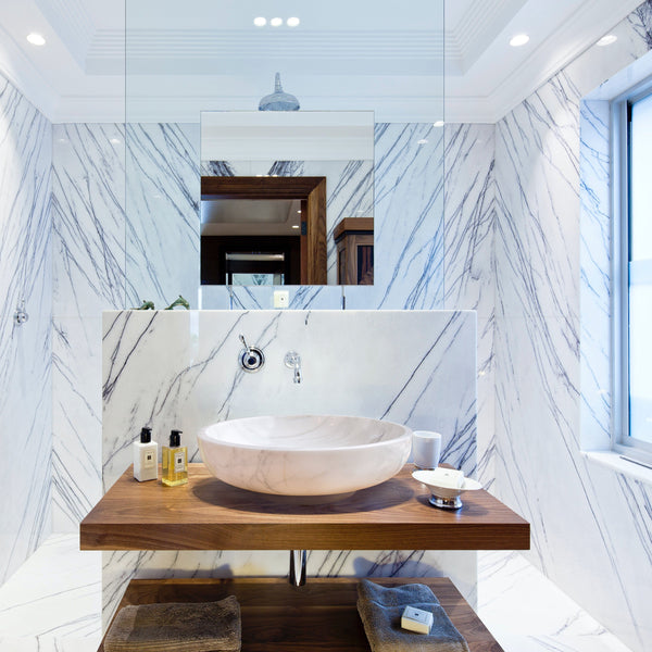Calacatta White Marble Vessel Above Vanity Bathroom Sink Polished (D)19