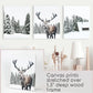 3 Piece Christmas Wall Art. Forest, Log Cabin, Reindeer