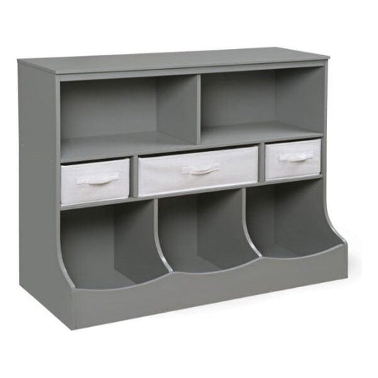 Combo Bin Storage Unit with Three Baskets – Gray