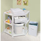 Diaper Corner Baby Changing Table with Hamper and Basket – White