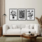 Flower Market Black and White Art Set Decor