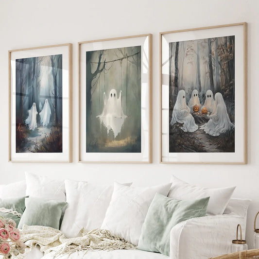 Dark Halloween Spooky Ghost Wall Art Prints Decor