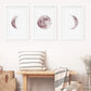 Moon Phases. Pink Wall Art Set for Girl's Nursery