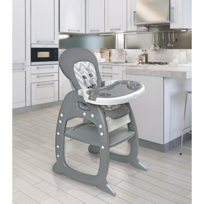 Envee II Baby High Chair with Playtable Conversion – Gray/Chevron