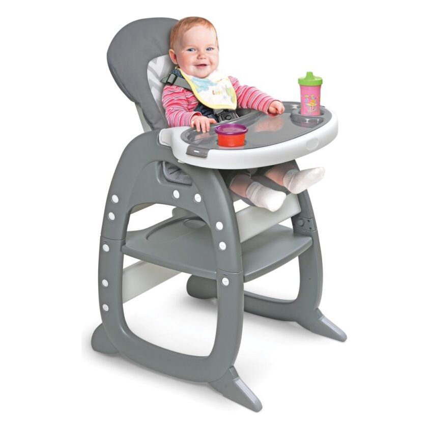 Envee II Baby High Chair with Playtable Conversion – Gray/Chevron