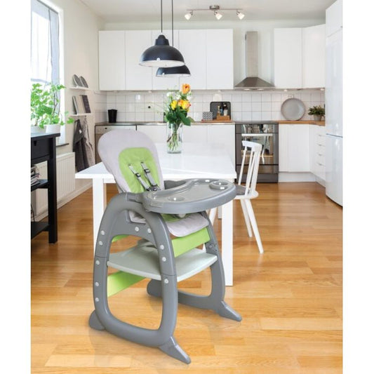 Envee II Baby High Chair with Playtable Conversion – Gray/Green