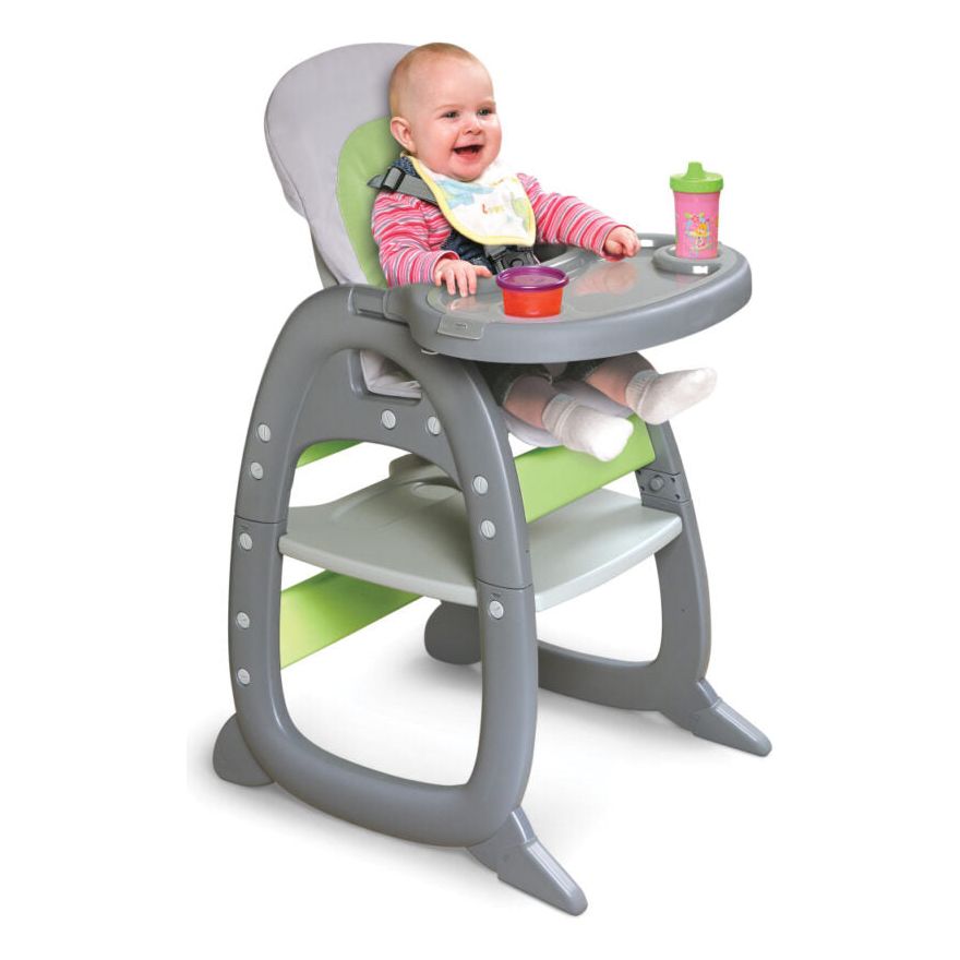 Envee II Baby High Chair with Playtable Conversion – Gray/Green