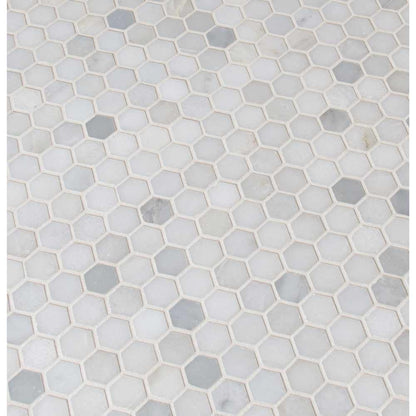 Greecian White Mini 11.61" x 11.81" Polished Marble Mesh-Mounted Mosaic Tile 1" Hexagon-MSI Collection