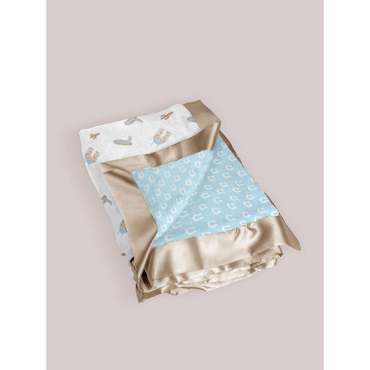 Reversible Baby Blanket - Howdy Partner Blue