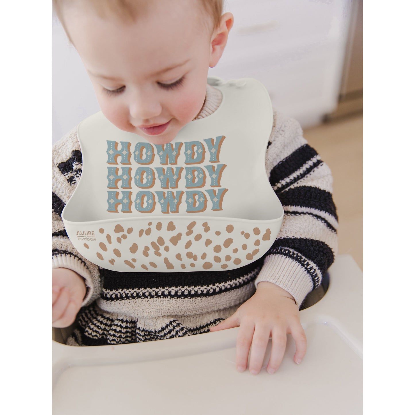 Silicone Bib - Howdy Partner Blue by Caroline Alfreds