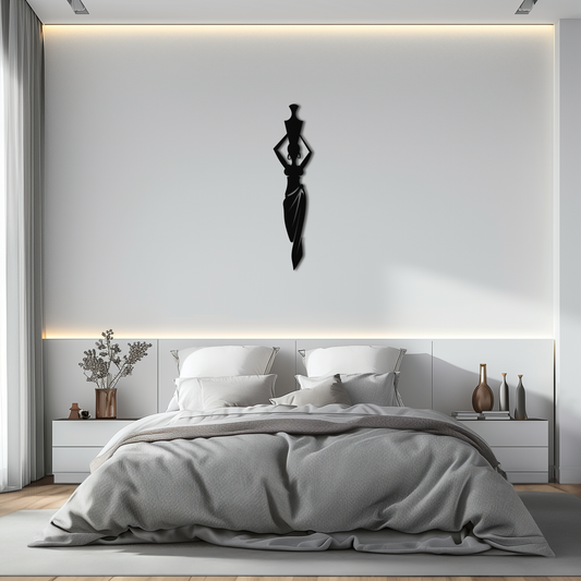 Abstract African Woman Metal Wall Art - Modern Black Steel Wall Decor - KAF125