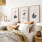 3 Piece Mid-Century Abstract Art. Beige and Black