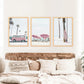 Girl's Nursery Beach Wall Art. Pink Surfboard, Bus, Umbrella