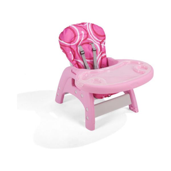 Envee II Baby High Chair with Playtable Conversion – Pink/White