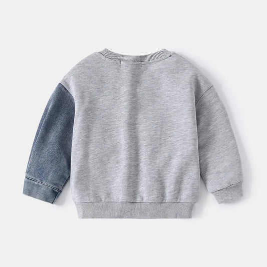 Denim Colorblock  Sweatshirt