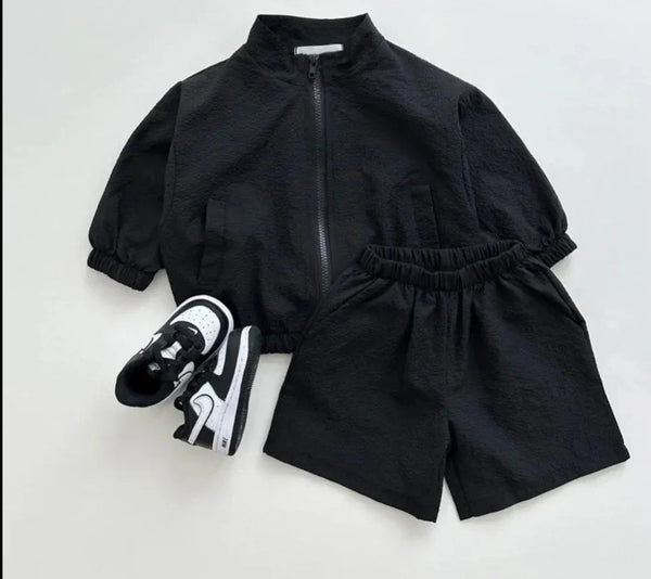 Lightweight Zipper Shorts Jogger Set
