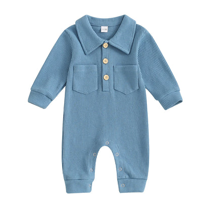 Turn Down Collar Boys Jumpsuit
