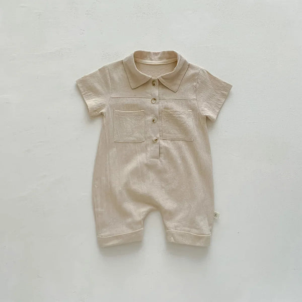 Solid Linen Overalls Jumpsuit