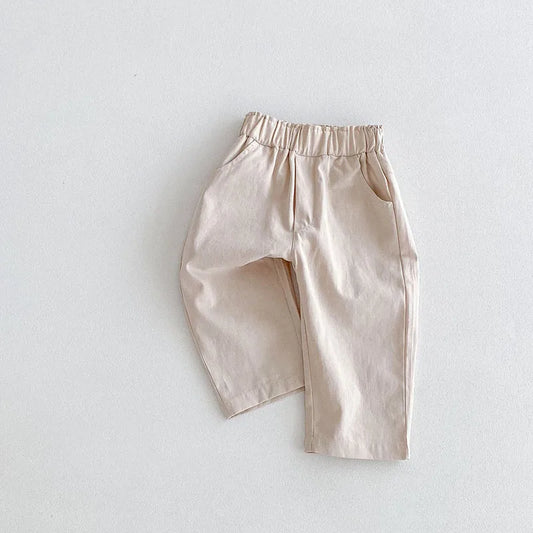 Casual Solid Elastic Waist Pants