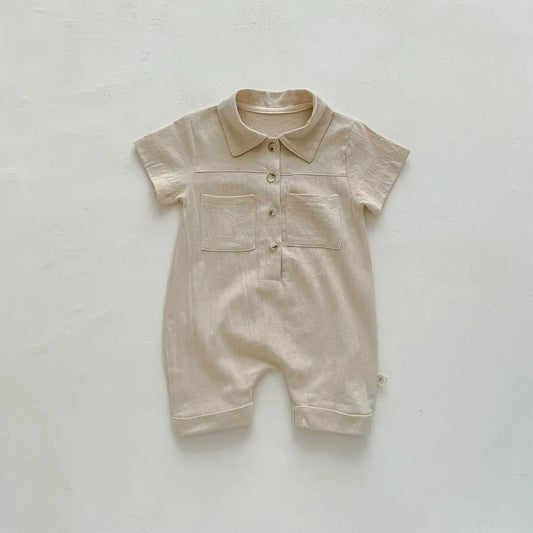 Solid Linen Overalls Jumpsuit