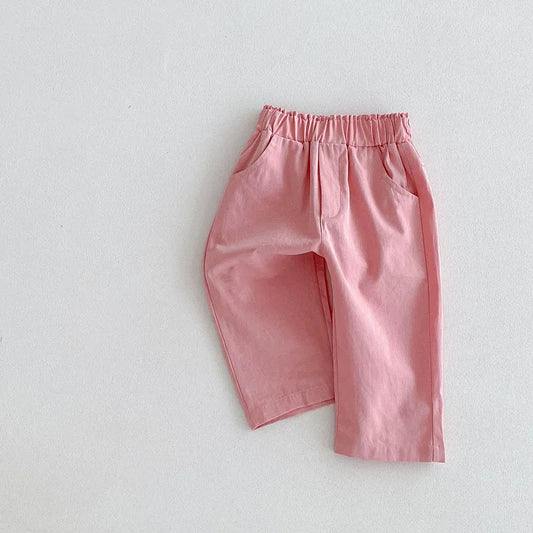 Casual Solid Elastic Waist Pants