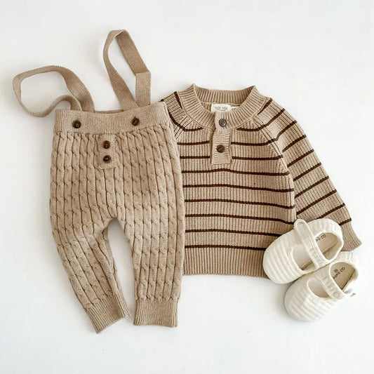 Striped Sweater Suspender Outfit