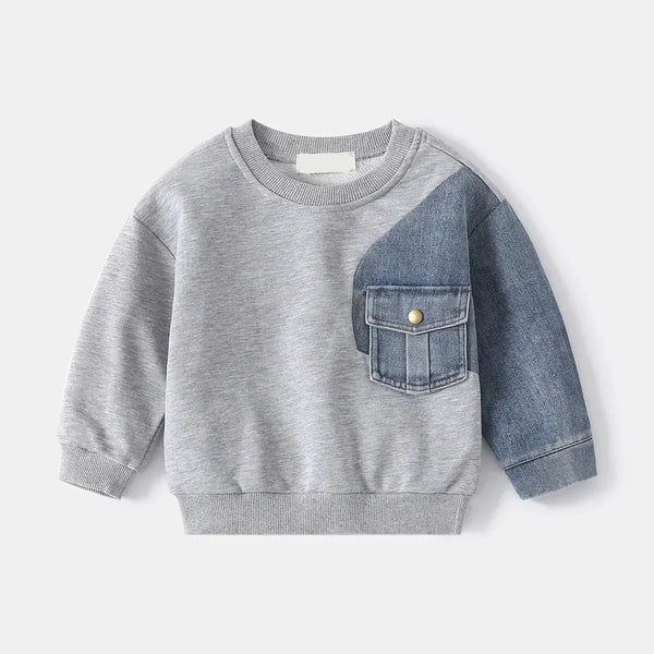 Denim Colorblock  Sweatshirt