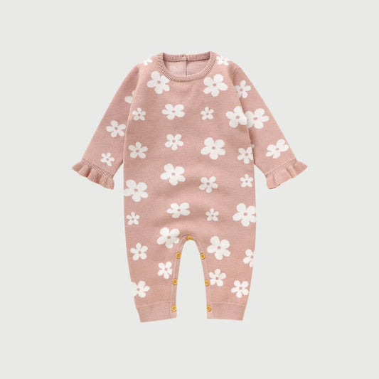 Pink Floral Knitted Jumpsuit