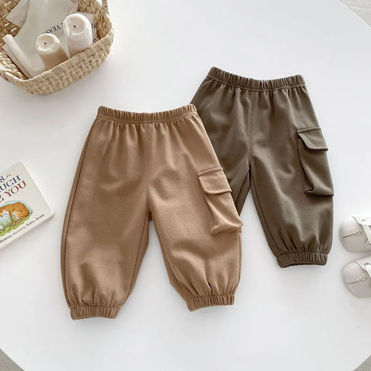 Solid Cargo Jogger Pants