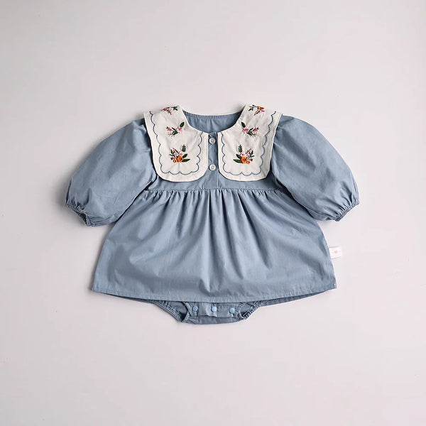 Flower Embroidery Collar Dress