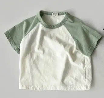 Color-Block Cotton Short Sleeve T-Shirt