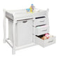 Sleigh Style Baby Changing Table with Hamper and 3 Baskets – White