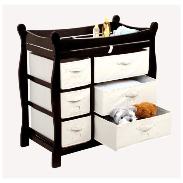 Sleigh Style Baby Changing Table with 6 Baskets – Espresso