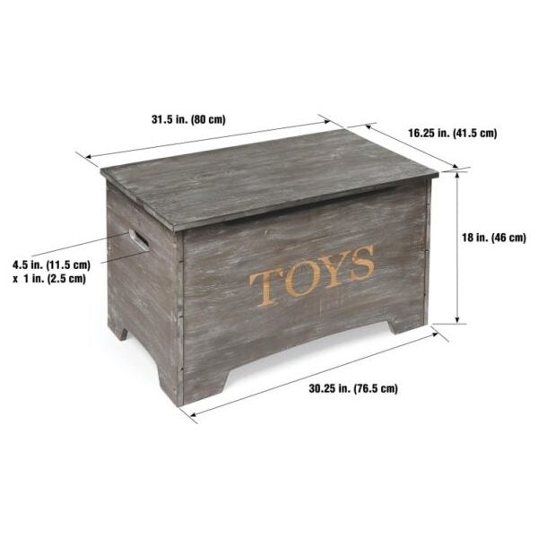 Solid Wood Rustic Toy Box – Vintage Gray