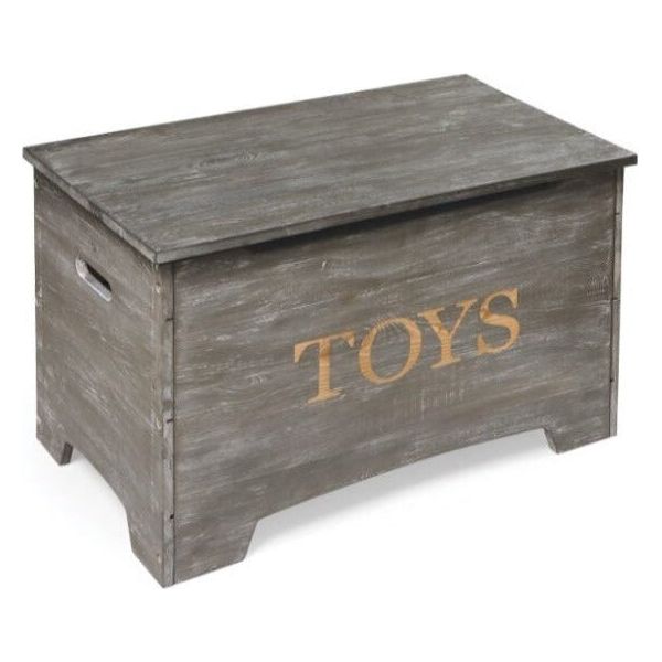 Solid Wood Rustic Toy Box – Vintage Gray