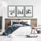 Winter Snowy Nature Triptych. Reindeer, Log Cabin, Pine Tree