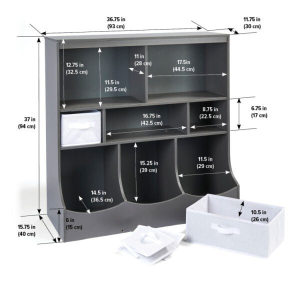 Combo Bin Storage Unit with Three Baskets – Charcoal