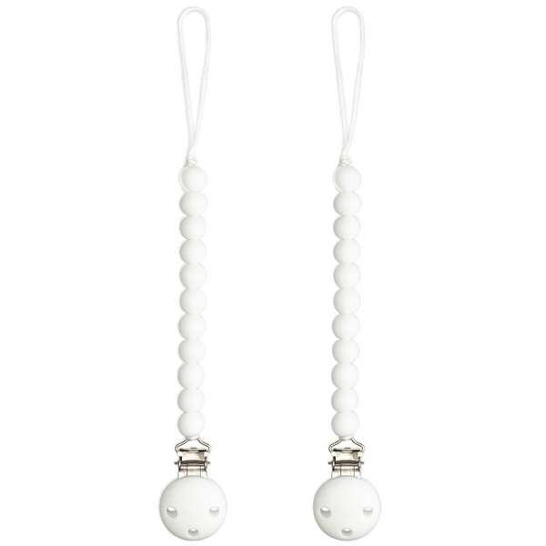Pacifier Clips, 2 Pack by Comfy Cubs - White