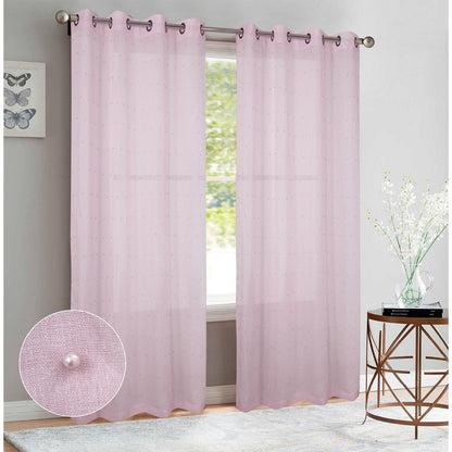 Bali 2-Pack Sheer Grommet Window Panels with Pearls, 76x95 Inches