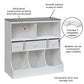 Combo Bin Storage Unit with Three Baskets – Solid White/Woodgrain Gray