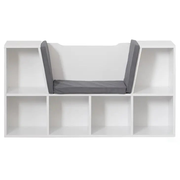 Modern Multi-Purpose Bookshelf with Storage Space and Cushioned Reading Nook