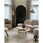 Troia Light Travertine Vein-cut Designer Round Polished Coffee Table (D)24" (H)14"