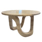 Troia Light Travertine Vein-cut Designer Round Polished Coffee Table (D)24" (H)14"