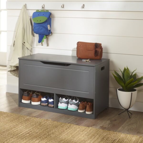 Up and Down Toy and Storage Box and Bench with Two Baskets – Charcoal