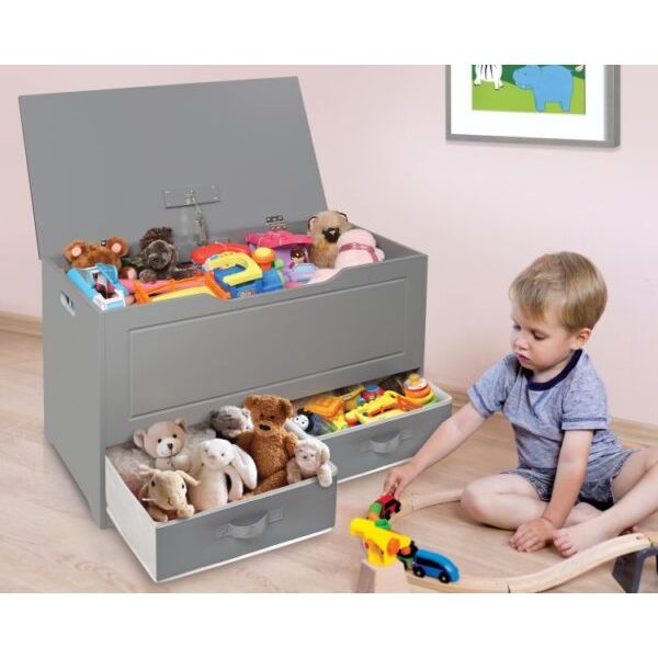 Up and Down Toy and Storage Box and Bench with Two Baskets – Gray